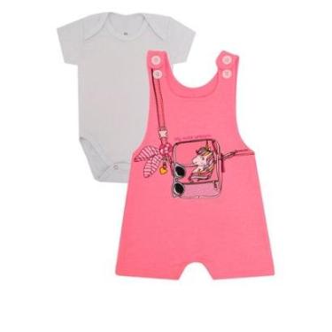 Imagem de Jardineira Bebê e Infantil Feminina em Moletom Unicornio + Body manga Curta-Feminino
