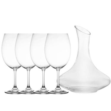 Imagem de Decanter de Vinho Vidro 1,5L e 4 Taças de Cristal Bohemia Sommelier 580ml para Degustação