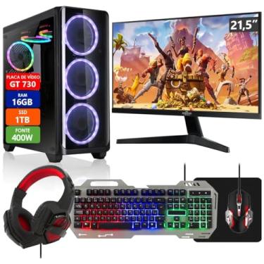 Imagem de PC Gamer Completo Intel Core i5 16GB SSD 1TB Placa de Vídeo GT 730 2GB Monitor 21,5" com Kit Gamer - Fonte 400W Real Strong Tech