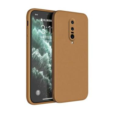 Imagem de Capa de telefone simples e lisa para oneplus 7t 7 pro 7pro, cor doce, silicone líquido, luxo, capa quadrada, marrom, para oneplus 7 pro