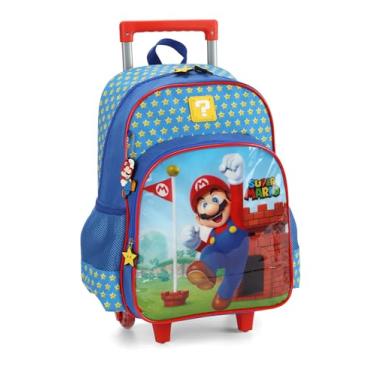 Imagem de Mochila com Rodinhas Super Mario Estrelas Azul - Luxcel