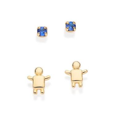 Imagem de Brincos banhado ouro 3x 24k 18k e 22k femininos pequenos rommanel kit 