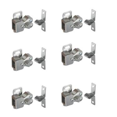 Imagem de 6 Fecho Rolete Trinco em Aço Porta Móveis Acabamento Zincado - Desicon