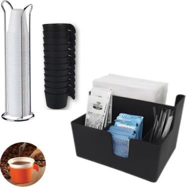 Imagem de Kit Porta Sachês Café Açucar Guardanapos Suporte Organizador Copos Des