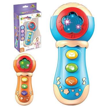Imagem de Microfone Bebê Som e Luz Microfone Musical Infantil Colorido - Art Bri