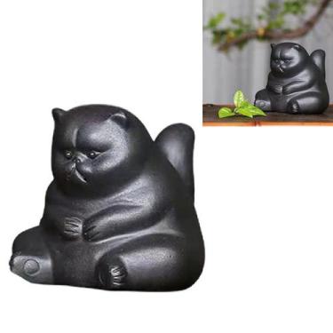 Imagem de Escultura Gato Preto Em Resina Estatueta Egipcia Decoração - Moment