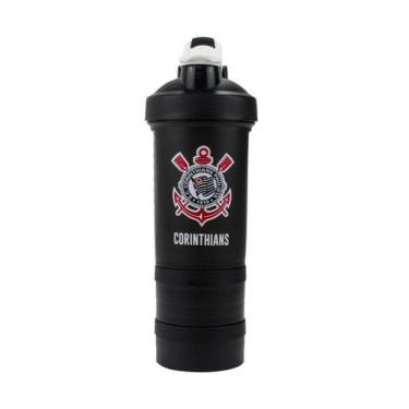 Imagem de Garrafa Shakeira Mola 2 Compartimentos 500Ml - Corinthians - Mileno