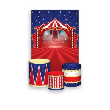 Imagem de Painel De Festa Vertical 1,50 x 2,20 + Trio De Capas Cilindro - Circo 