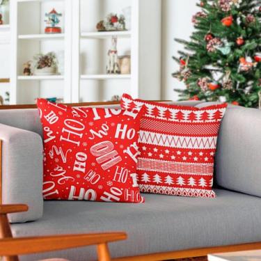 Imagem de Kit Jogo Capas de Almofadas 45 x45 Decorativas de Natal Natalina 4 Peç