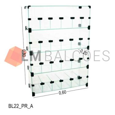 Imagem de Baleiro Expositor Preto de Vidro - 0,60 x 0,80 x 0,20m - LM Balcoes