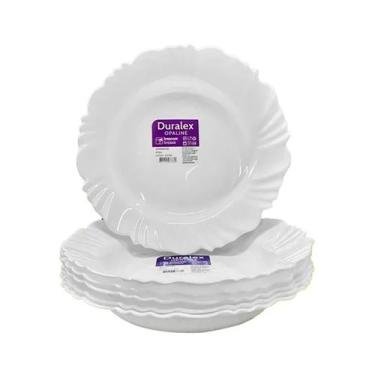Imagem de Kit Com 6 Pratos De Vidro Pétala Branco Opaline Duralex