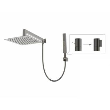 Imagem de Kit ducha 25x25 Slim Gás Solar com desviador - Quadrada - Cinza Grafite Premium JIWI WJ-KTS-25-QD-CZ