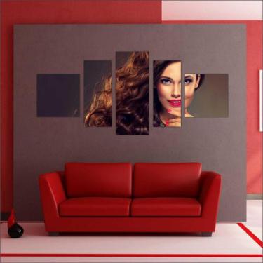 Imagem de Quadro Decorativo Maquiagem Salão De Beleza Fashion Hair 5 Peças TT20 