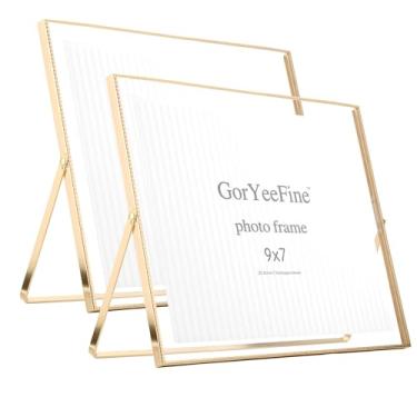 Imagem de Moldura flutuante dourada 20 x 25 cm, conjunto de 2 (horizontal), para foto 22 x 17 cm, 20 x 15 cm, 19 x 12 cm, moldura para decoração de casa ou escritório, 25 x 20 cm, para férias, aniversário ou