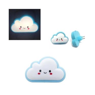 Imagem de Abajur Infantil Nuvem De Tomada Com Botão Liga/Desliga Azul