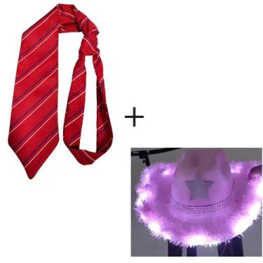 Imagem de Gravata RBD + Chapéu com Brilho Led RBD Gravata Rebelde Gravata Mia Lu