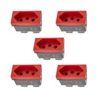Imagem de Kit 5 Módulo Tomada 20A Vermelho Borne 615079VM+ Pial Plus+ - Legrand