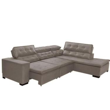 Imagem de Sofá Canto Reclinável Reclinável 5 Lugares Chaise Pillow 280x220cm Beg