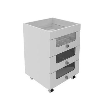 Imagem de Carrinho Organizador Maquiagem 3 Gavetas 45x74,5x45cm Branco - Tecnomo
