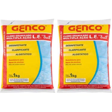 Imagem de KIt 2 Cloro Granulado 1kg Múltipla Ação 3 Em 1 Genco L. E