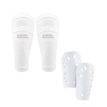 Imagem de Suporte Porta Caneleira Futebol Estilo Boleiro com Caneleira, Branco, 