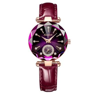 Imagem de NN BEN NEVIS Relógio, relógios femininos com pulseira de couro elegante, relógio de pulso analógico criativo com mostrador de diamante, joia de presente para aniversário de casamento, aniversário, 02