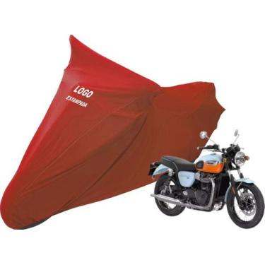 Imagem de Capa Moto Com Logo Triumph Bonneville T100 Sob Medida - Mz, Vermelha