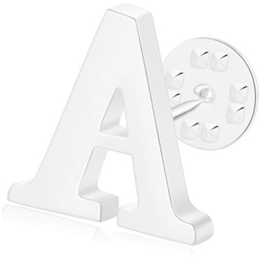 Imagem de Alfinetes de lapela com letra inicial para homens e mulheres broche de nome personalizado para homens, ternos, chapéus, botões de metal, prata A-Z, Cobre, Sem Pedra Preciosa