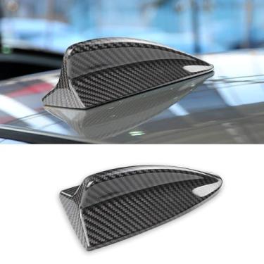 Imagem de SUNJIKA Compatível com capa de antena de tubarão de teto de carro de fibra de carbono real, acessórios externos para BMW Série 1' E82 3' Series E46 E90 E92 M3 (preto 1 peça)