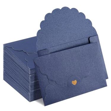 Imagem de Pacote com 50 envelopes 10 x 15 cm, envelope A4 com coração dourado, envelopes azul marinho para convites, chá de bebê, casamento, cartão de felicitações, aniversário