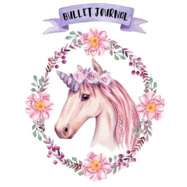Imagem de Bullet Journal: A4 - Licorne - 160 pages - couverture souple "glossy" - Pointillés - Dot point, bullet journal, dot grid, planner, planning, organizer, journal, Licornes, Bujo