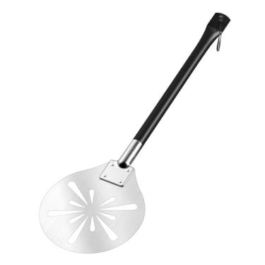 Imagem de Casca de pizza Leonyo para virar pizza, 18 cm, espátula de pizza perfurada, aço inoxidável, redondo, descascador, pá para chefs, padeiros, forno de pizza caseiro