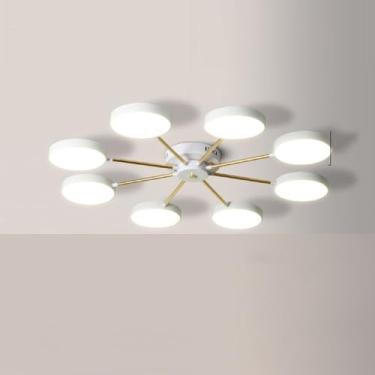 Imagem de DKRCPFNT Lustre Sputnik vintage dourado com acabamento cromado simples LED redondo de metal luminária suspensa de acrílico para cozinha, ilha e sala de jantar