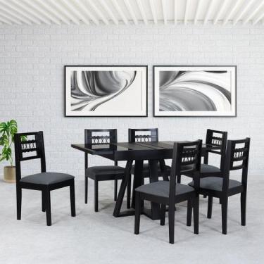 Imagem de Conjunto Sala de Jantar Mesa Extensível 105/148 Tampo Vidro 06 Cadeira