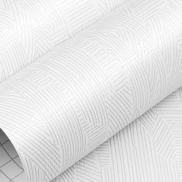 Imagem de LaCheery Papel de parede listrado cinza e branco descasque e cole papel de parede listrado moderno para banheiro, impermeável, papel de contato listrado removível para armários e gavetas, forros de