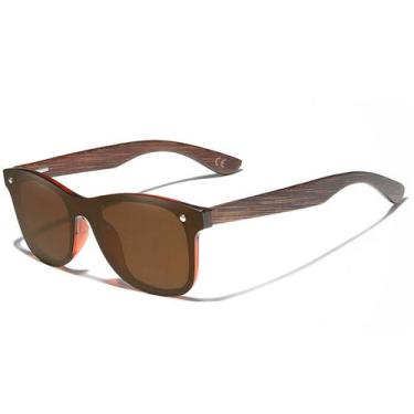 Imagem de Óculos de sol polarizados elegante de madeira artesanal bambu enegreci