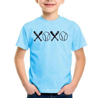 Imagem de Camiseta Infantil Xoxo Baseball - Foca na Moda, Azul bebê, 2