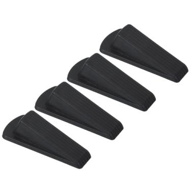 Imagem de PATIKIL Batentes de porta para parte inferior da porta, pacote com 4 cunha de borracha empilhável resistente para azulejo carpete de concreto de madeira para serviço pesado, preto