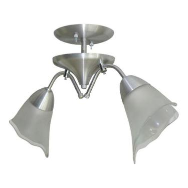 Imagem de Lustre Com 2 Hastes E 2 Tulipas Ideal Para Sala ou Quarto - Vidro Flor