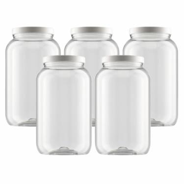 Imagem de Kit 5 Pote Para Mantimentos Grande Tampa De Rosca 3,6 Litros (Branco)