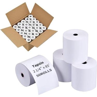 Imagem de Papel térmico para recibos de 50 rolos de cartão de crédito, compatível com impressora térmica de 58 mm, caixa registradora, papel de impressora premium, máquinas de cartão de crédito terminal de 58