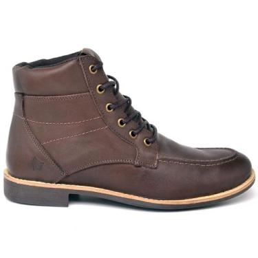 Imagem de Bota Coturno Confortável Couro Lactego Cano Médio - Ranclafe, Marrom, 