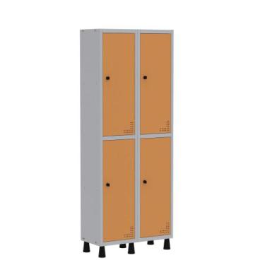 Imagem de Armário Guarda Volume Locker Roupeiro  de Aço 2 Vãos 4 Portas GR302/4 