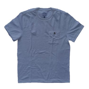 Imagem de CAMISETA MASCULINA EM TECIDO FLAME, LISA, COR AZUL, COM BOLSO, MARCA BASIC +, TAMANHO G