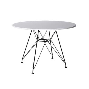 Imagem de Mesa de Jantar Eames Redonda 90cm Branca com Ferro Preto - Up Home