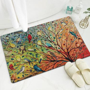 Imagem de Tapetes de porta ao ar livre colorido colorido de pássaro capacho de terra de sujeira tapete de banheiro não deslizamento tapete de machine de máquina interna lavatória de área de área laváv
