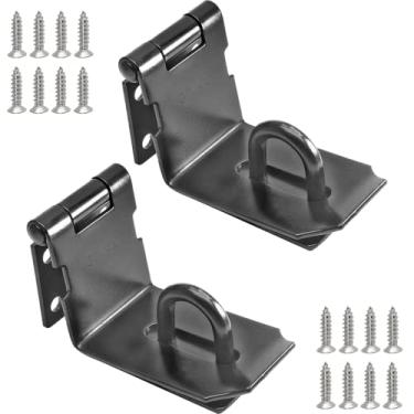 Imagem de Kyuionty Pacote com 2 trinco de cadeado de ângulo reto, fecho de porta de segurança de 90 graus de aço inoxidável para portas de empurrar/deslizar/celeiro (preto)