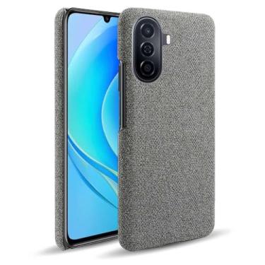Imagem de Capa para Honor Enjoy 50,Capa desenhada em lona,Case Protetora Ultrafina com Empunhadura Macia,Design em Tecido Antichoque e Antiarranhões-Gray