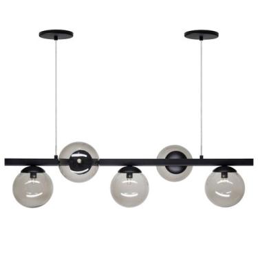 Imagem de Pendente Luminalux Madrid 5 Globos 150mm Moon Trilho Moderno, Preto Gl