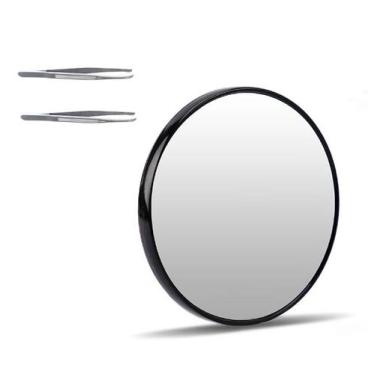 Imagem de Kit Espelho Lente Aumento +2un pinça sobrancelha inox - Unyhome